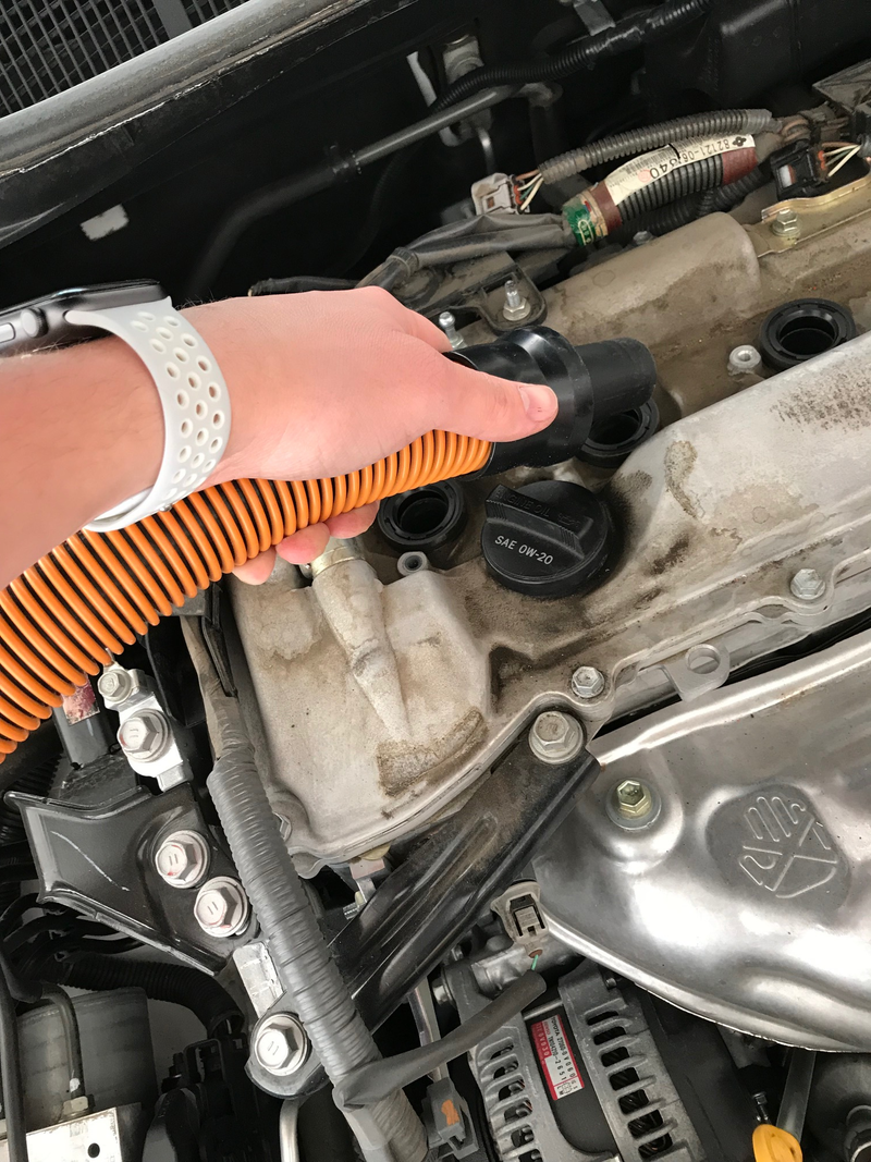 Time to vacuum up to make sure no loose dirt falls into the engine after the spark plugs get pulled.